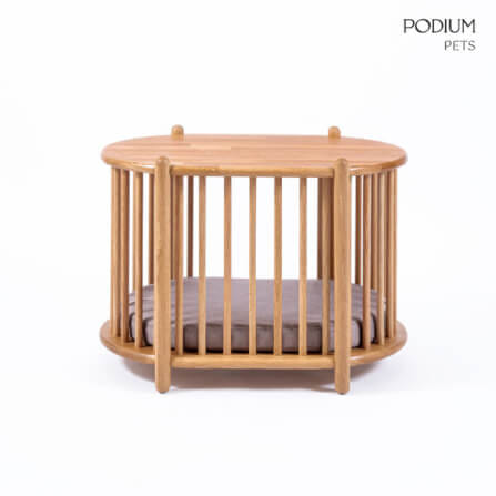 ที่นอนสัตว์เลี้ยง PODIUM PETS รุ่น LOCA OVAL POD ขนาด 65X45X47 ซม. สีไม้ธรรมชาติ_4